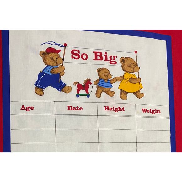 Vintage Teddy Bear Growth Chart – When I Grow Up & So Big – Fabric Nursery Décor - Picture 4 of 7